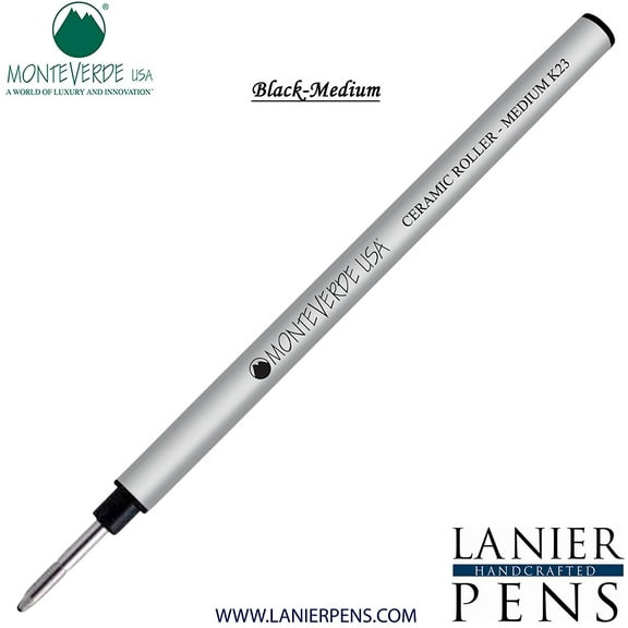 Lanier Combo Pack - 1 Pack - Monteverde Capless Ceramic Rollerball K23 Gel Ink Refill Compatible with most Pelikan Style Rollerball Pens - Black (Medium Tip 0.7mm)