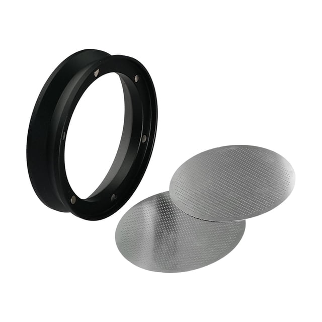 Embudo dosificador magnético para café expreso, herramienta Barista, anillo dosificador de café con 2 filtros Negro 53mm