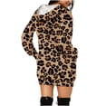 thumbnail image 3 of Vestido de sudadera corto con bolsillos con capucha y estampado de manga larga para mujer informal suelto a la moda Pompotops hdfakjf1713, 3 of 5