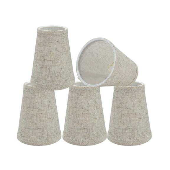 Aspen Creative 32658-5 Small Hardback Empire Shape Chandelier Clip-On Lamp Shade Set (5 Pack), Transitional Design in Beige, 4" bottom width (2 1/2" x 4" x 5" )