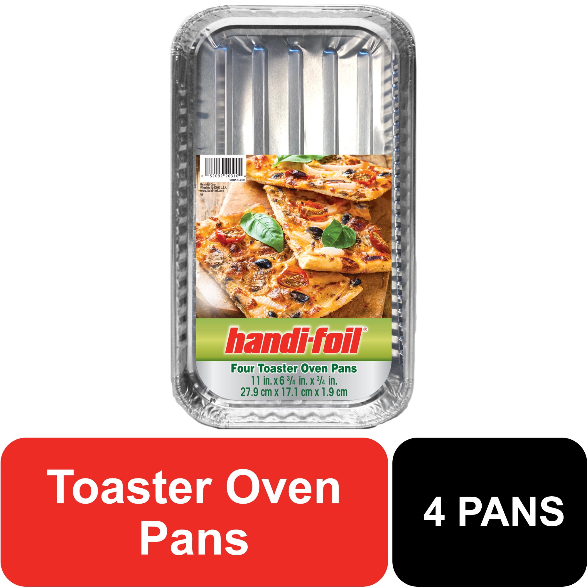 (3 pack) Handi-Foil 11" x 6.75" Aluminum Toaster Oven Tray Pan, 4 Count