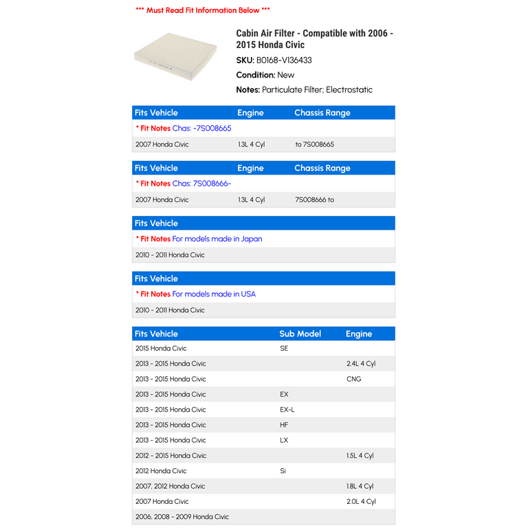 2009 honda civic cabin air filter online