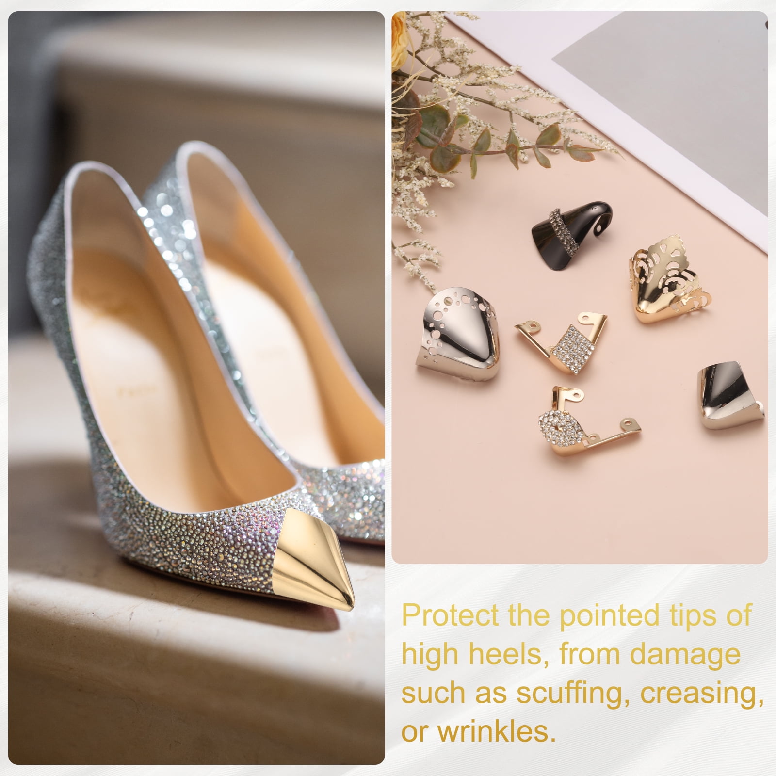 Unique Bargains 6Pcs Metal Pointed Protector High Heel Toe Caps Durable Shoe Tip Cover