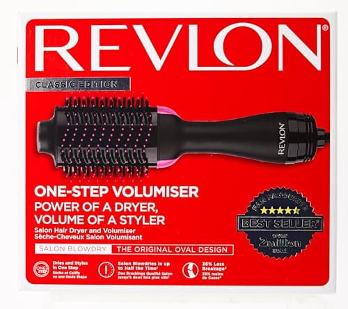 REVLON 3 Heat 2 Speed Pro Collection One-Step Hair Dryer And Volumizer Hot Air Brush 4.25inch Barrel, Black