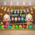 thumbnail image 5 of Colorful Easter Themed Bunny and Egg Decorated Backdrop Banner for Easter Egg Hunt Party Decorations Easter Celebrations Photography Props Spring Events, 5 of 8