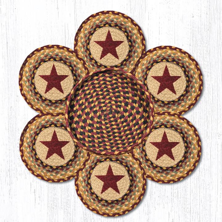 Earth Rugs 56357BS Burgundy Star Trivets in a Basket