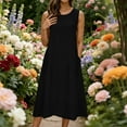 thumbnail image 2 of Summer Dresses for Women Plus Size Crew Neck Sleeveless Solid Color Shift with Pockets Casual Summer Wedding Guest Dress Beach Vacation Clothes, 2 of 9