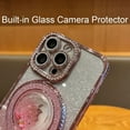 thumbnail image 4 of for iPhone 15 Pro Max Case with Magnetic Kickstand, Cute Sparkly Bling Glitter Rhinestones Phone Case, Glass Camera Lens Protector, Flowing Liquid Ring Stand for iPhone 15 Pro Max (Purple), 4 of 9