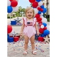 thumbnail image 5 of BemeyourBBs Newborn Baby Girl My First 4th of July Outfit Baby Girl Patriot Independent Day Summer Clothes Bubble Romper American Flag Embroidery Square Neck Ruffled Fly Sleeve Bodysuits Jumpsuits, 5 of 9