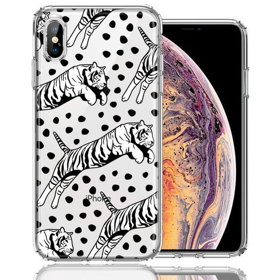 MUNDAZE For Apple iPhone XS/X Tiger Polkadots Design Double Layer Phone Case Cover