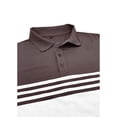 thumbnail image 5 of WTOBBY Men's Casual Long-Sleeve Polo Shirt, Colorblock Stripe Print Collared T-Shirt, Comfortable Fit for Business Casual and Stylish Daily Wear,Coffee 3XL, 5 of 6