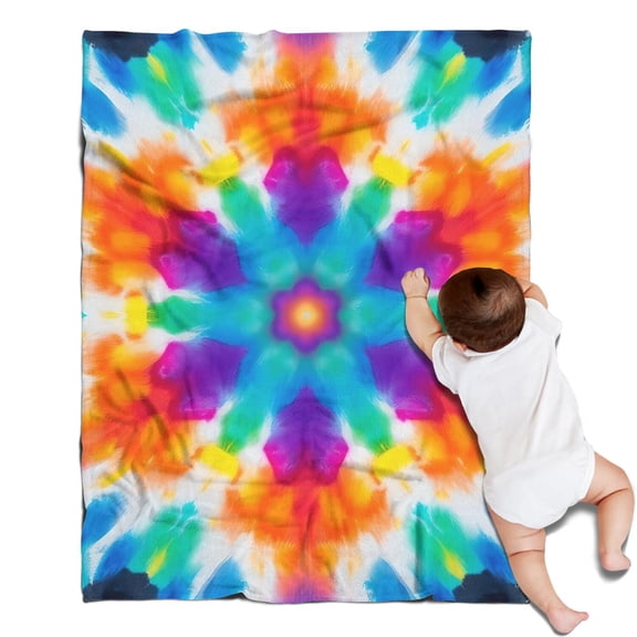 Colorful Rainbow Tie Dye Spiral Pattern Blanket,Comfortable Soft Flannel Throw Blanket,All Season,Warm Lightweight Blankets for Sofa Bed Couch Living Room Chair,30"x40"