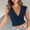 Navy, variant on Womens Tshirt Sleeveless Deep V Neck Fashion Hottie Tee Crop Top Streetwear Summer Green
