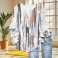 thumbnail image 5 of Viluyesy V-Neck T-Shirt for Womens 3/4 Sleeves Shirt Tops Fold Petal Loose Blouse White Size XL, 5 of 5