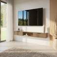 thumbnail image 6 of Nexera Slim Wall-Mounted Tv Stand Fits Tv's up to 72" with 2 Storage Cabinets, Light Walnut, 6 of 9