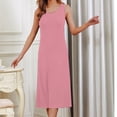 thumbnail image 2 of pstuiky Summer Dresses , Women with Breast Pad Long Nightdress Vest Nightdress Thin One-Piece Vest Large Size Can Be Worn Outside Long Pajamas Leisure Pink L, 2 of 5
