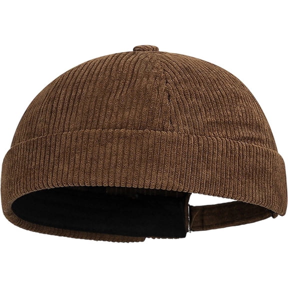 Jiibva Corduroy Hat Docker Cap for Men Women, Brimless Hats Worker Sailor Cap Beanie Retro Beanie Rolled Cuff Skullcaps with Adjustable