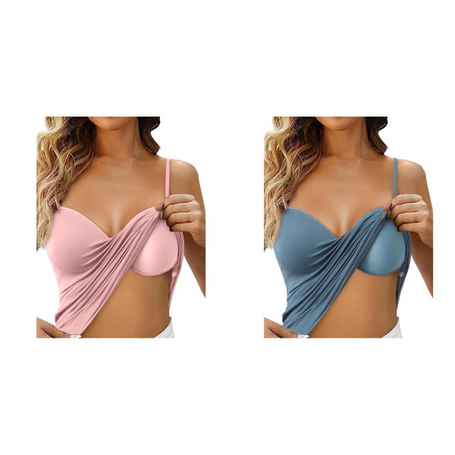 (2-Pack) Rinsvye Shelf Bra Camisoles Adjustable 4X Tops Spaghetti Strap Tank Tops 4X Workout Clothes for Women Basic Layer