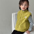 thumbnail image 3 of GYRATEDREAM Toddler Boys Girls Polar Fleece Vest Jacket Kids Sleeveless Full Zip Warm Lightweight Coat Outwear with Pockets Children Fall Winter Clothes Yellow for 2-11Y, 3 of 8