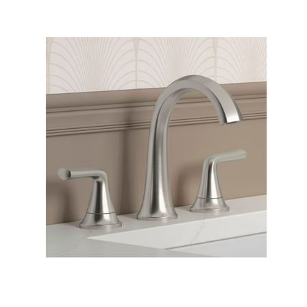 KOHLER Desette Brushed Nickel Widespread 2-handle WaterSense Mid-arc Residential Handle Bathroom Sink Faucet with Drain