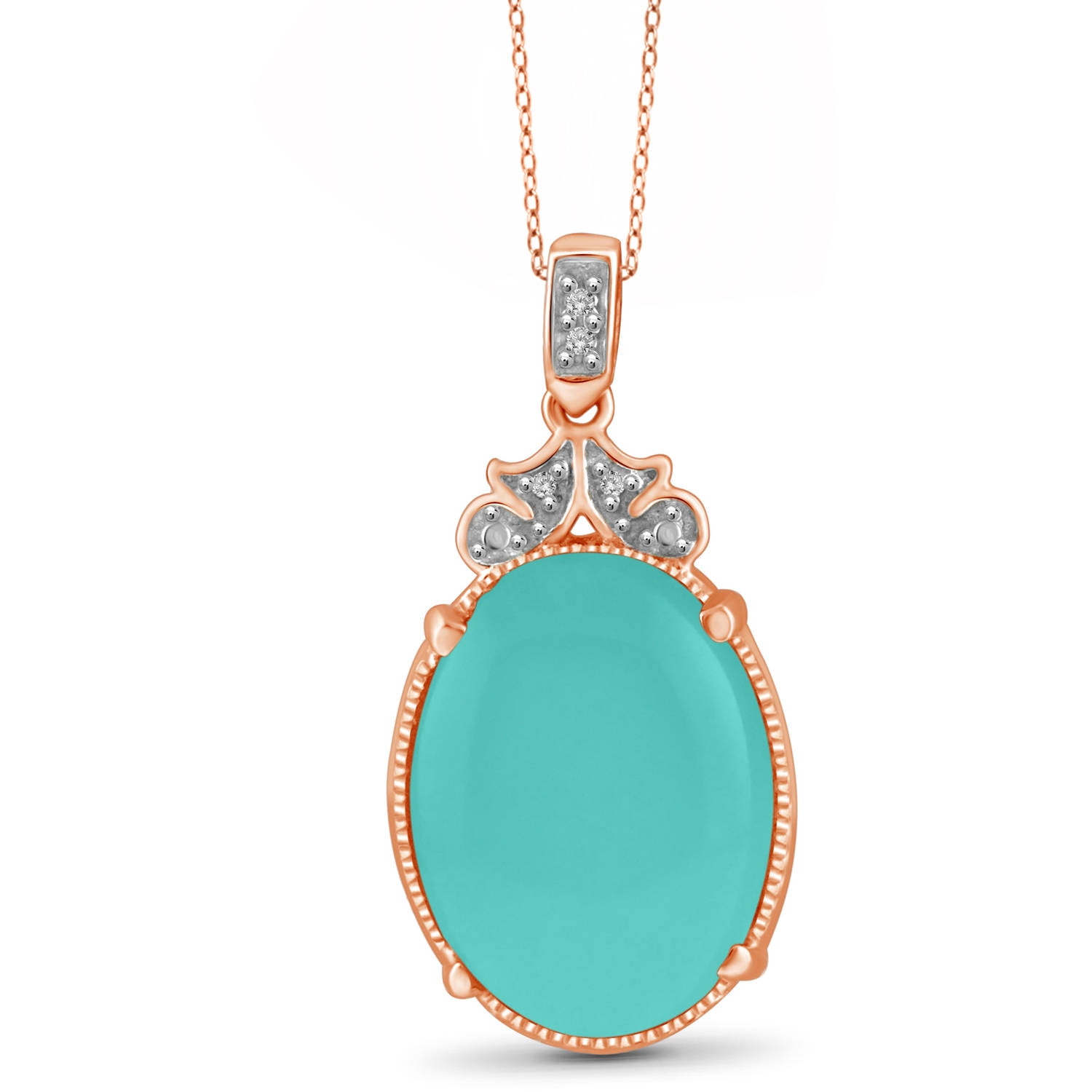 JewelersClub 10-3 4 Carat T.G.W. Chalcedony and White Diamond Accent Rose Gold over Silver Fashion Pendant, 18" by JewelersClub