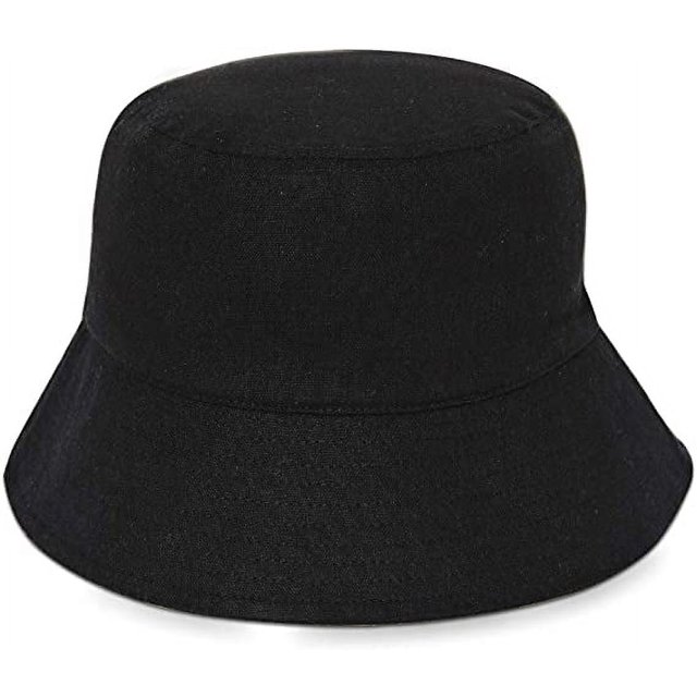 Sombrero de pescador de algodón para mujer, sombrero para el sol al aire libre, negro