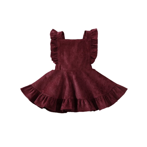 BemeyourBBs Toddler Baby Girls Corduroy Dress Vintage Infant Christmas Skirt Holiday Dress Ruffled Casual Dress Summer Fall Winter Spring Outfit Baby Essantials Clothes
