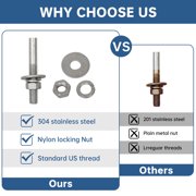 Kojem 4 Trailer U-Bolts Universal for Boat Trailer Square U Bolt Galvanized Steel 1/2Dia x 3 1/16 x 4 5/16