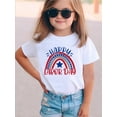 thumbnail image 1 of Happy Labor Girls' T-Shirt - Cute Cartoon Rainbow & Star Design, White Crew Neck Short Sleeve Knit Top, Perfect Gift for Youngsters & Teens, Casual Regular Fit, Holiday Tee | Playful Design, 1 of 6
