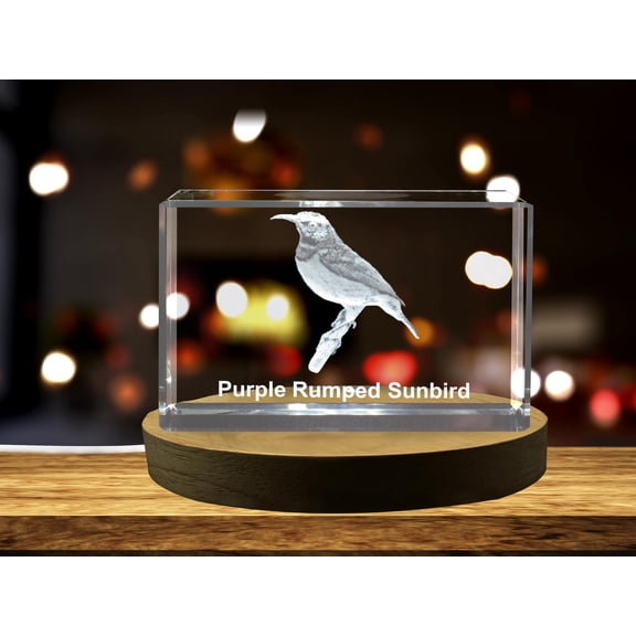 Purple-Rumped Sunbird 3D Engraved Crystal 3D Engraved Crystal Keepsake/Gift/Decor/Collectible/Souvenir