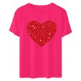 thumbnail image 4 of mihongmao Valentine Tops Women Casual Round Neck Short-sleeved Christmas Tree Printed T-shirt Hot Pink M, 4 of 6