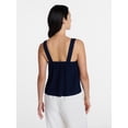 thumbnail image 4 of Time and Tru Women's Linen Blend Square Neck Tank Top, Sizes XS-XXXL, 4 of 6