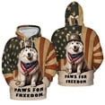 thumbnail image 3 of Freedom Paws Patriotic Samoyed Vintage Memorial Day All Over Print 3D Hoodie Unisex Merch Hoodies Siberian Sammy Dog Lover - 12006, 3 of 6