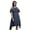 Dark Navy Blue, variant on Bimba Block Print Cold Shoulder Women Swing Tunic Flutter Sleeve Midi Dress-Large