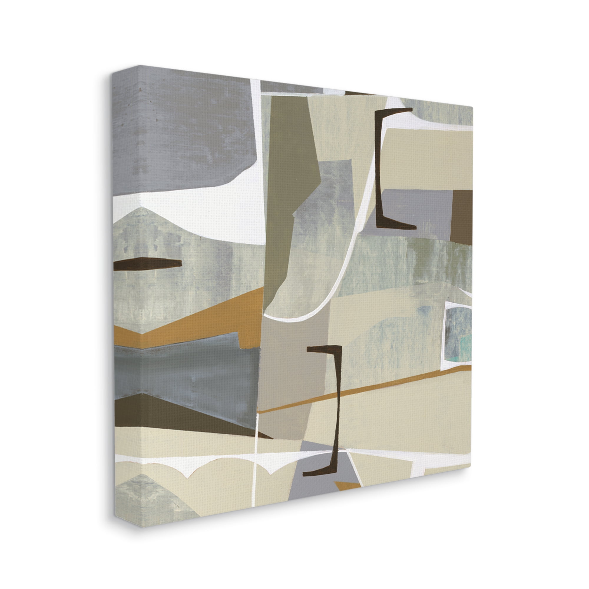 Stupell Industries Retro Geometric Composition Abstract Painting Gallery Wrapped Canvas Print Wall Art, 36 x 36