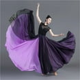 thumbnail image 3 of Flowy Satin Dance Skirts Ballet Belly Dance Women Long Skirts Dancer Practice Wear Purple Dance Skirt 720 Degree Chiffon Skirt, 3 of 5