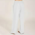 thumbnail image 4 of QATAINLAV 2025 Summer Beach Pants for Women Casual Drawstring Loose Fit Palazzo Pants Solid Elastic Waist Wide Leg Trousers with Pockets White M Ofertas Del Dia de Hoy Relampago, 4 of 9