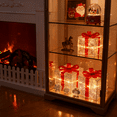 thumbnail image 5 of Set of 3 Christmas Lighted Gift Boxes,3D Texture Pattern Light Up Present Box Ornament with Bowknot,8 Modes Pre lit Presents Christmas Boxes for Indoor Outdoor Holiday Xmas Decorations, 5 of 6