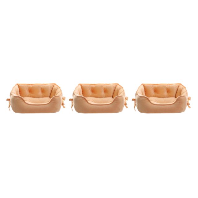 Transemion Dog Bed Washable For Clean And Odor-Free Sleeping Area Two Size For Choice khaki S 3Set
