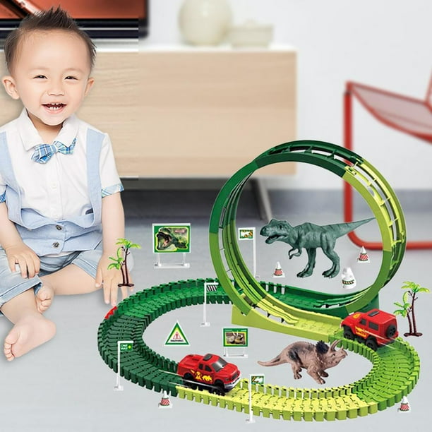 Dinosaur Track Toy Set Aventura Construir Modelo electrico Toy Track Playset Juguete de aprendizaje STEM Juguete para pequenos R 108 piezas Baoblaze