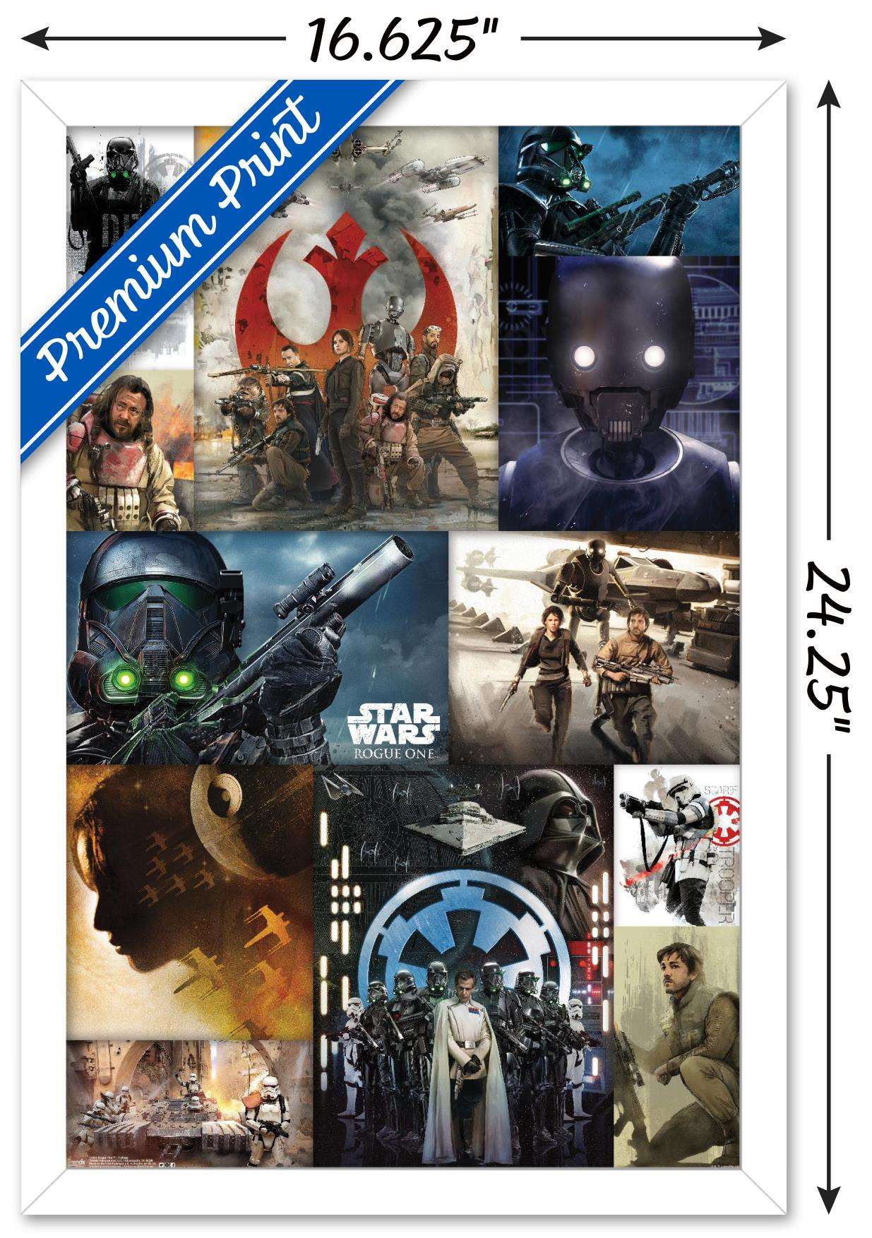 Star Wars: Rogue One - Collage Wall Poster, 14.725" x 22.375", Framed
