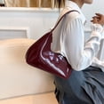 thumbnail image 3 of Bolso Media para Mujer Bolso Mano Informal Charol Bolso Comprador para Niña (rojo Vino), 3 of 9
