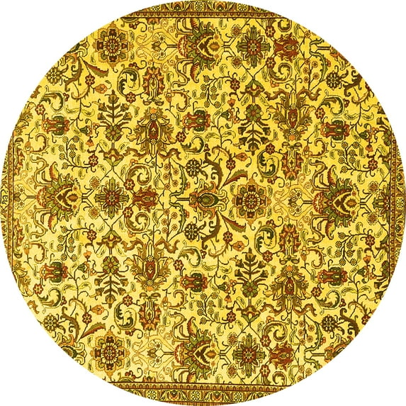 Ahgly Company Indoor Round Persian Yellow Traditional Area Rugs, 7' Round