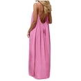 thumbnail image 3 of HVOBTTY Summer Women's Sleeveless Maxi A-Line Dress Solid Color Strap Backless Round Neck, 3 of 5