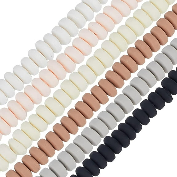 6 Colors 687pcs Handmade Polymer Clay Beads Heishi Beads Strands 6-7x3mm Flat Round Clay Spacer Beads DIY