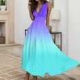 thumbnail image 2 of B91xZ Femmes Formelle Robes Décontracté Sans Manches Cou Ruffle A-Ligne Fluide Invité de Mariage Maxi Robes, Violet XL, 2 of 5