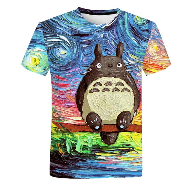 Anime Cartoon Totoro Teenager Men's and Women's T-Shirts Casual Print Hip Hop Harajuku Personality Round Neck Short Sleeve Top9T Gong Bohan LED