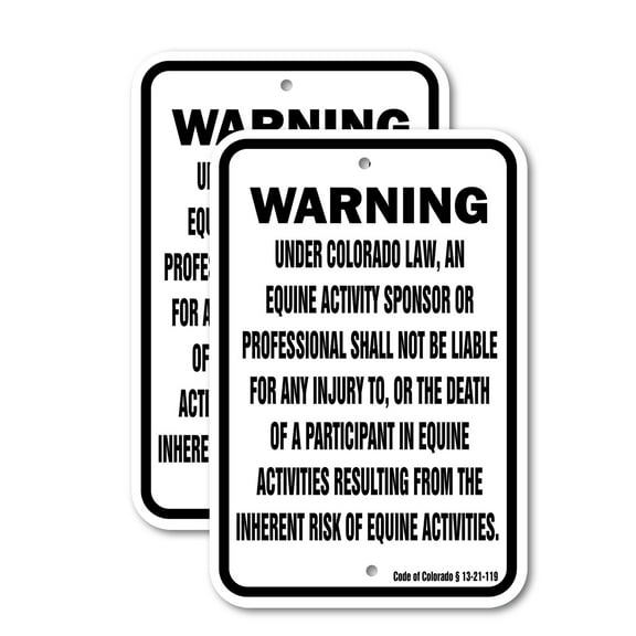 (2 Pack) Colorado Equine | 12" X 18" Heavy-Gauge Aluminum Sign | Rust Free Aluminum, Weather Resistant, Waterproof, Fade Resistant, 2 Pre-drilled Holes