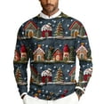 thumbnail image 2 of Wutalume Men's Christmas Print Crewneck Sweater, Long Sleeve Ribbed Knit Pullover, Relaxed Fit Casual Business Knitwear for Holiday Parties and Daily Wear,Blue S, 2 of 6