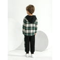 thumbnail image 4 of Toddler Baby Boys Clothes Flannel Lattice Button Down Hoodied Tops +Pants Boys Fall Winter Outfits, 4 of 7
